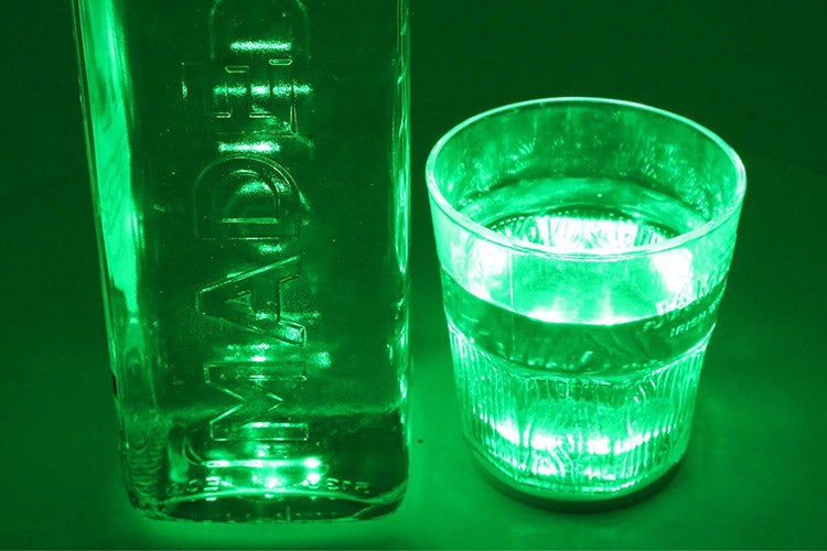 2 PZ Luce Led Sottobottiglia Sotto Bicchiere Colore Verde Green Decorazione Festa Cerimonia Matrimonio