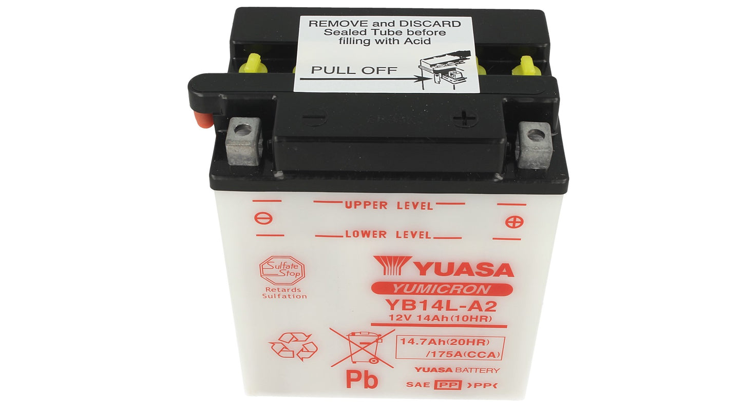 Batteria Moto YUASA YB14L-A2 Senza Acido 12V 14,7Ah 175A