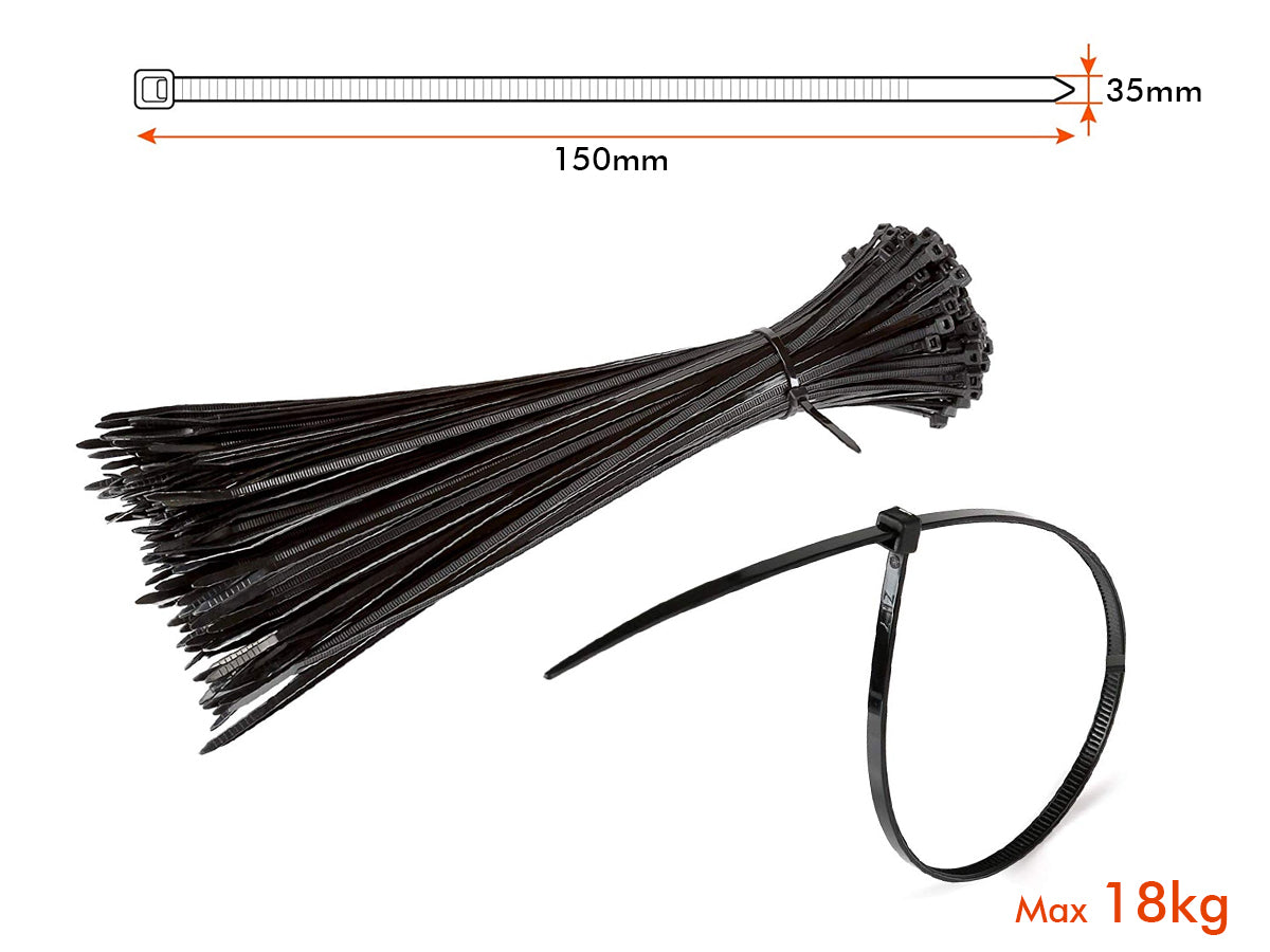 100 Fascette Cablaggio Stringicavo 3.5X150mm Colore Nero Per Legare Fili Cavi SKU-11166