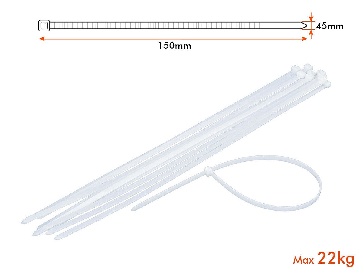 100 Fascette Cablaggio Stringicavo 4.5X150mm Colore Bianco Per Legare Fili Cavi SKU-11171